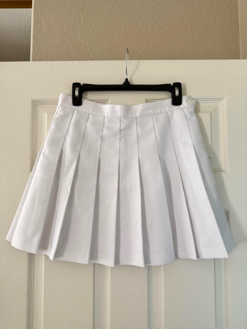 American Apparel Gabardine White Pleated Tennis Mini Skirt